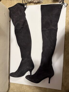 Stuart Weitzman charcoal grey over the knee boot  hardly worn with box
